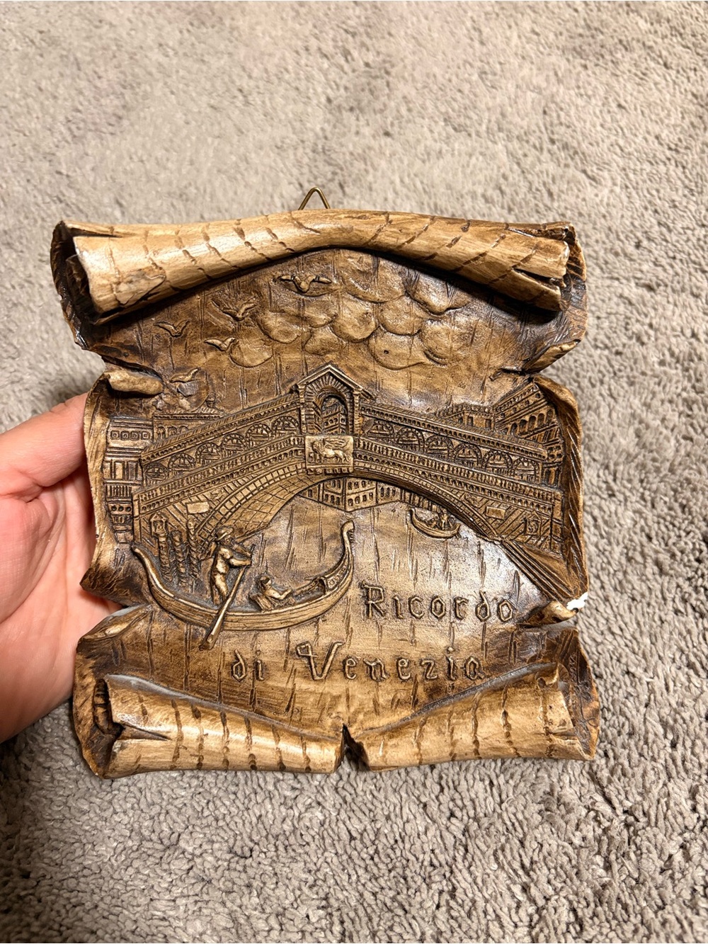 Antique Gold Venice Gondola Wall Plaque - Unbranded